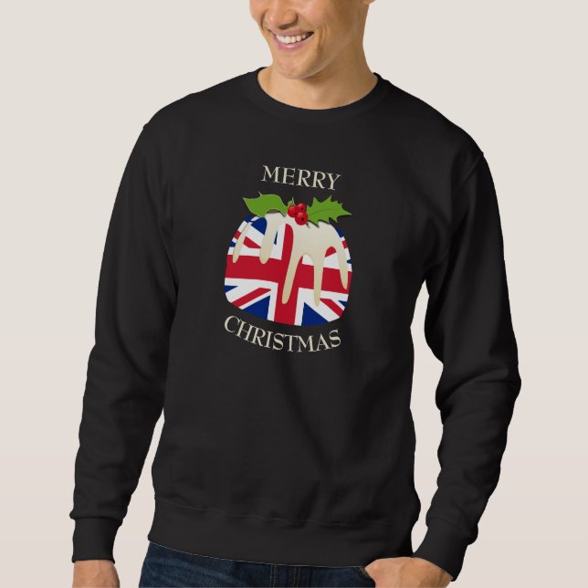 Roligt | UNION JACK UK | Julpudding Lång Ärmad Tröja (Framsida)