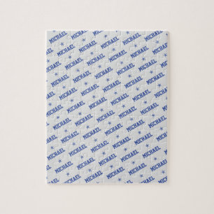 Roligt Upprepande Namn med stjärnblått och Grått Pussel