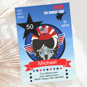 Roligt USA Fighter Jet Pilot Birthday Call Inbjudningar