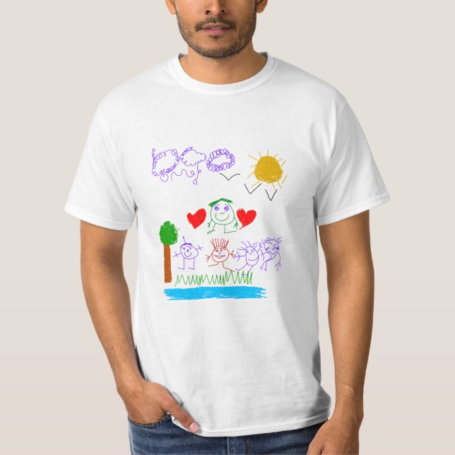 Roligt utomhus - Barnets handritade naturvårdsscen T Shirt (Framsida)