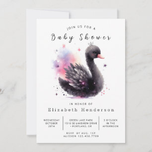 Roligt Utskrivbar Svan Baby Shower Inbjudningar