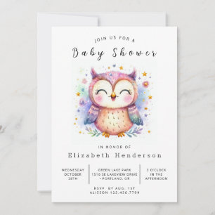 Roligt Utskrivbar Uggla Baby Shower Inbjudningar