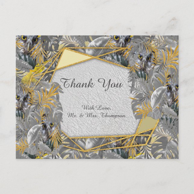 Roligt uttryckt i Gult och Grått-växtlöv Vykort (Framsida)