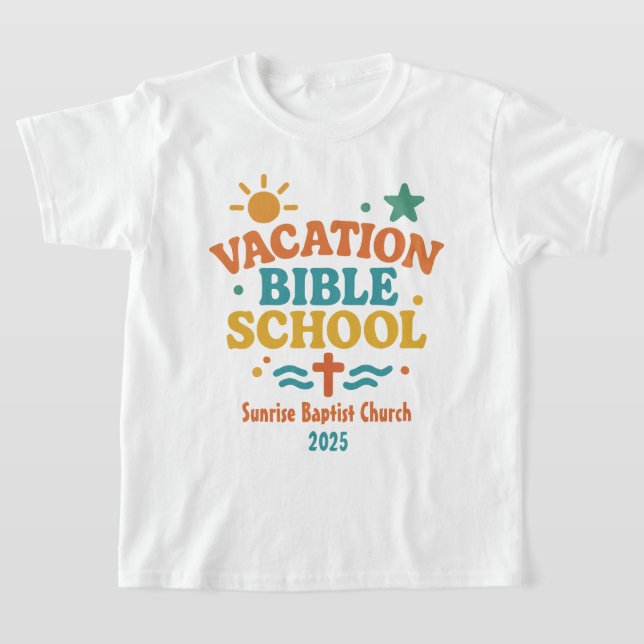 Roligt Vacation Bible School VBS Church Namn & Yea T Shirt (Laydown)