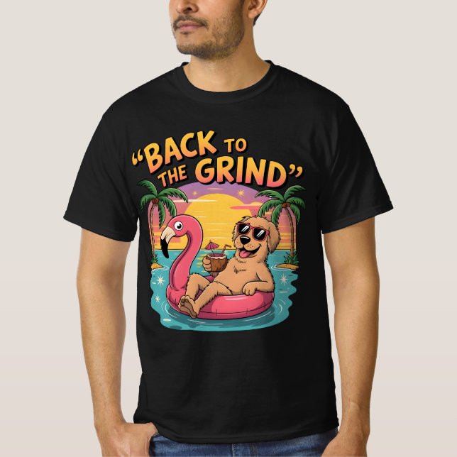 Roligt Vacation Hund Coola Golden Retriever Beach  T Shirt (Framsida)