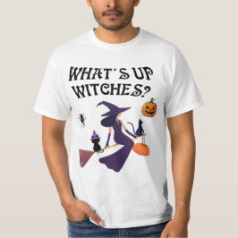 Roligt Vad händer Häxor Halloween Häxa och katt T Shirt