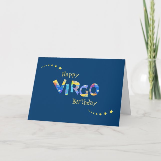 Roligt VÅG Zodiac-tecken födelsedag Hälsning Kort (Framsida)