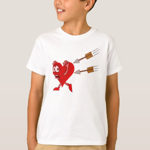 Roligt valentin spring för daghjärta från pilar tee shirt