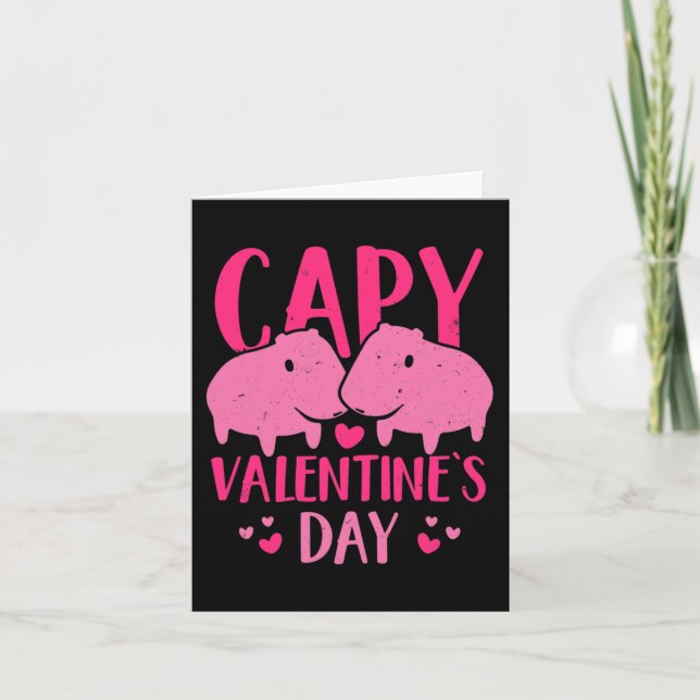 Roligt Valentine par Capy Valentine Day Capybara Kort (Framsida)