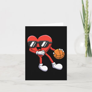 Roligt Valentines day Heart spelar basketboll Boys Kort