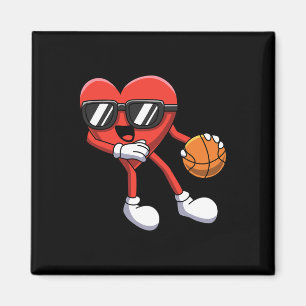 Roligt Valentines day Heart spelar basketboll Boys Magnet