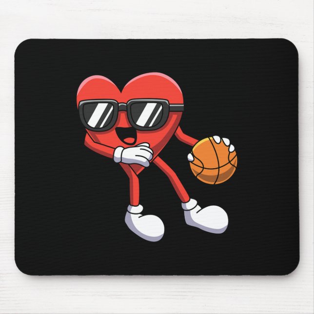 Roligt Valentines day Heart spelar basketboll Boys Musmatta (Framsidan)