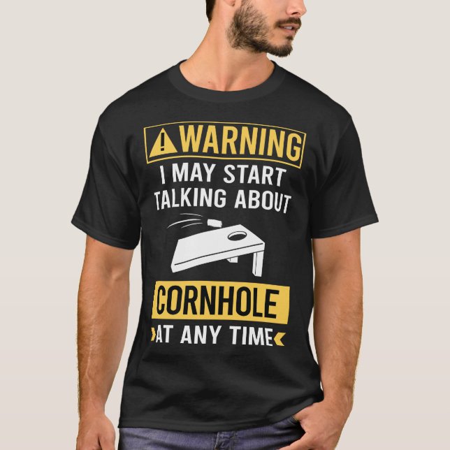 Roligt Varnings Cornhole T Shirt (Framsida)