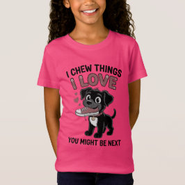 Roligt varningsgrafik för hundtuggare t shirt