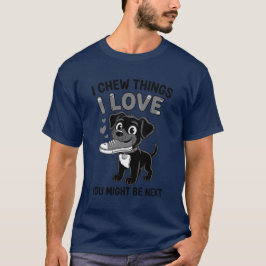 Roligt varningsgrafik för hundtuggare t shirt