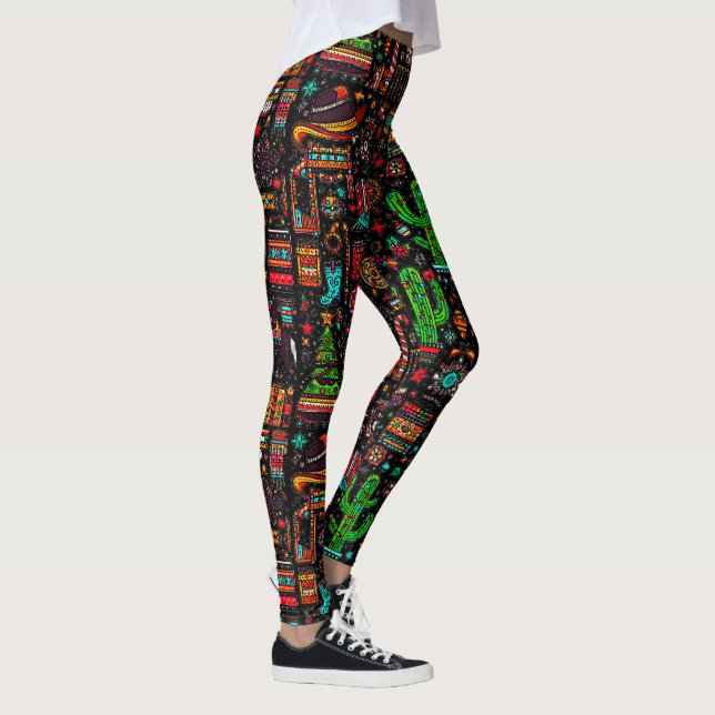 Roligt västerländskt julmönster leggings (Höger)