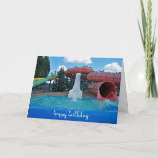 Roligt Vatten Park och Slider Birthday Card Kort