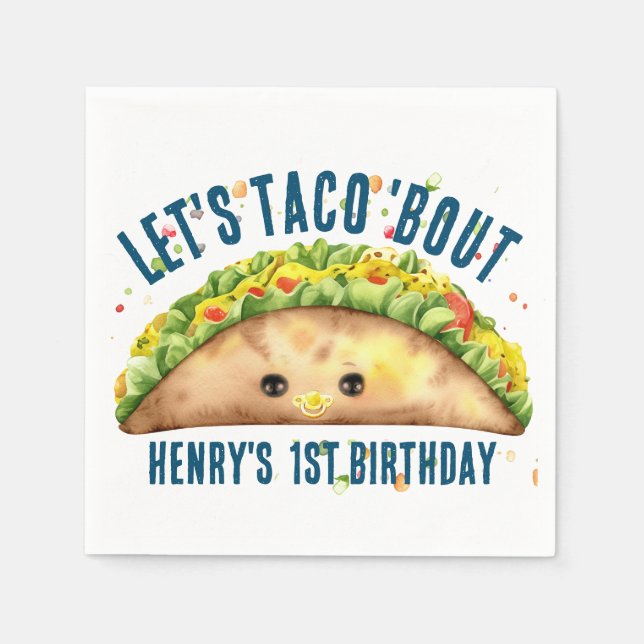 Roligt Vattenfärg FiestaLets TACO om första födels Pappersservett (Framsidan)