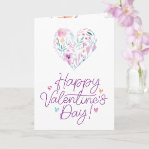 Roligt Vattenfärg Flower Heart Glad Alla hjärtans Kort