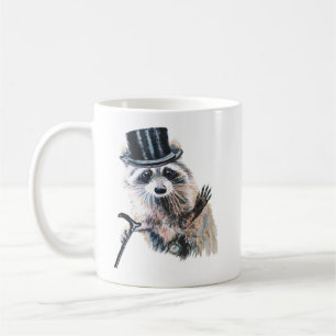 Roligt, vattenfärg, nedtonad Raccoon Kaffemugg