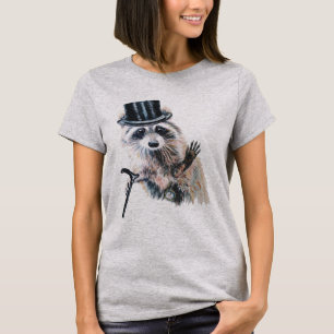 Roligt, vattenfärg, nedtonad Raccoon T Shirt