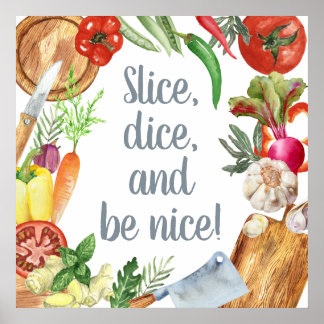 Roligt vattenfärg Vegetabiliska köksredskap Poster