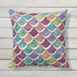 Roligt vattenfärgFisk-fjäll mönster Utomhuskudde