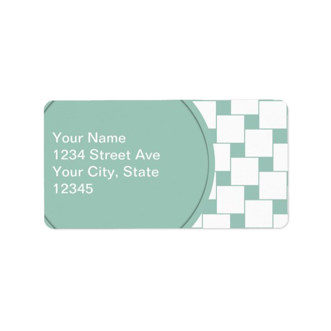 Roligt Vävda fyrkanter Mint-Grönt Adressetikett (Framsidan)