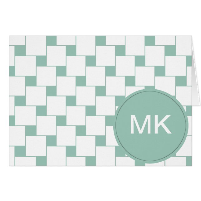 Roligt Vävda fyrkanter Mint-Grönt Hälsningskort (Framsidan Horizontal)