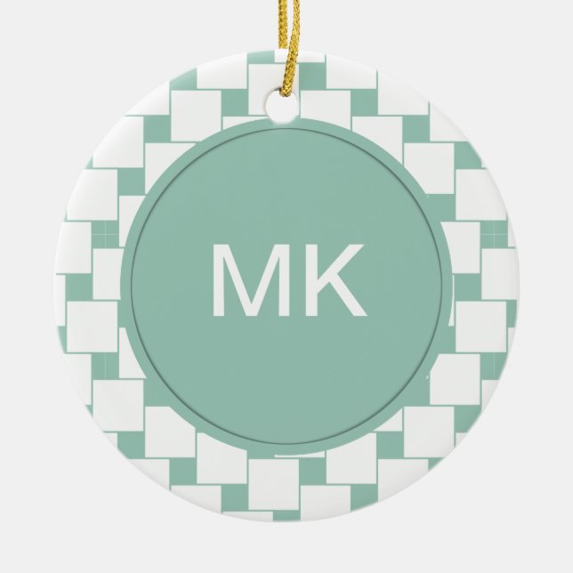Roligt Vävda fyrkanter Mint-Grönt Julgransprydnad Keramik (Framsidan)