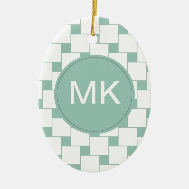 Roligt Vävda fyrkanter Mint-Grönt Julgransprydnad Keramik (Framsidan)