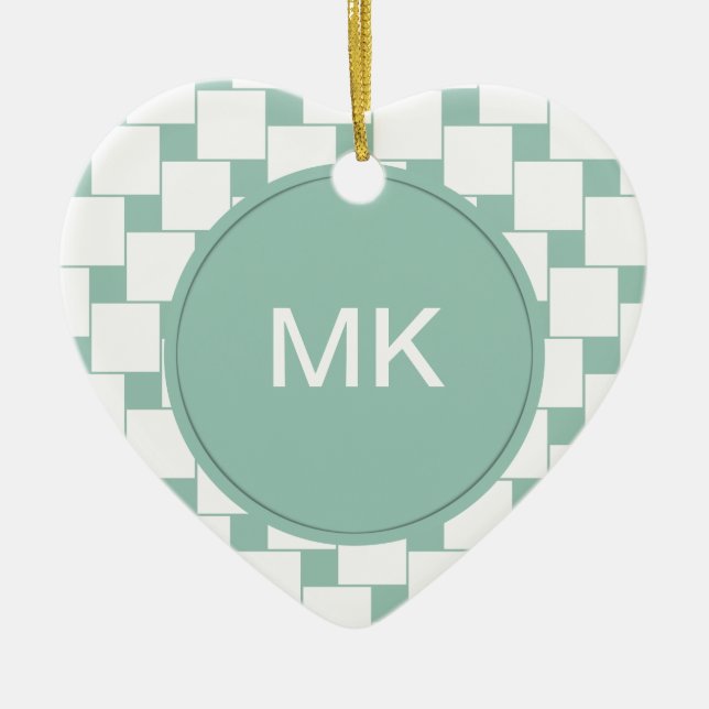 Roligt Vävda fyrkanter Mint-Grönt Julgransprydnad Keramik (Framsidan)