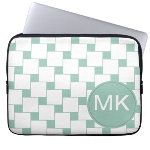 Roligt Vävda fyrkanter Mint-Grönt Laptop Sleeve