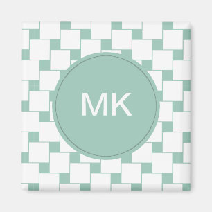 Roligt Vävda fyrkanter Mint-Grönt Magnet