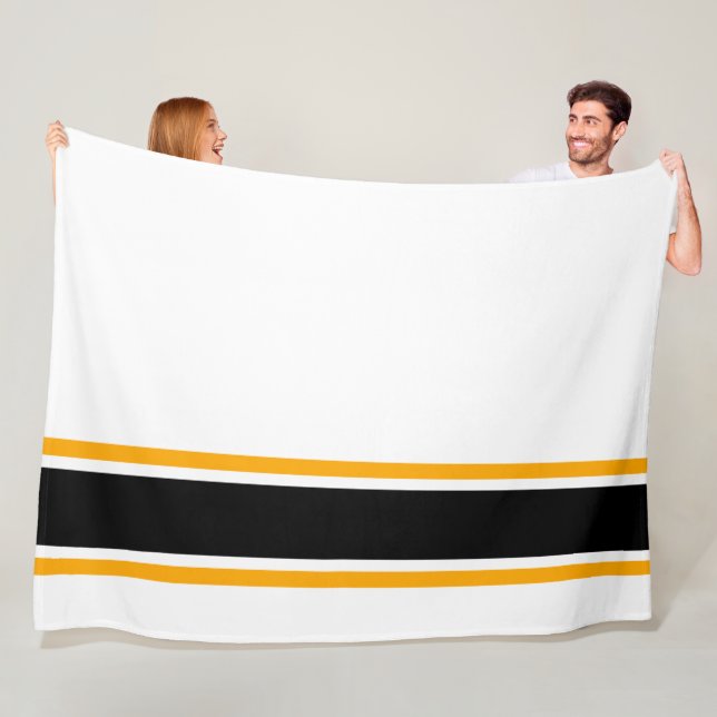 Roligt Vibrant Black Gult Rand White Background Fleecefilt (På plats)