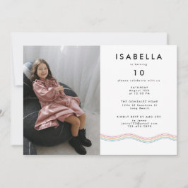 Roligt Vibrant Flower Photo Födelsedagsfest Inbjudningar