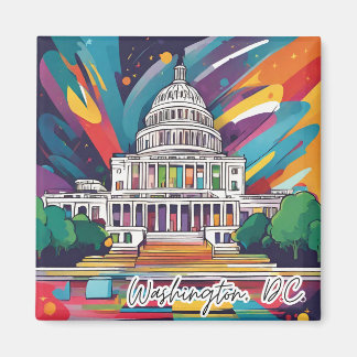 Roligt Vibrant Funky Washington DC Colorful Magnet