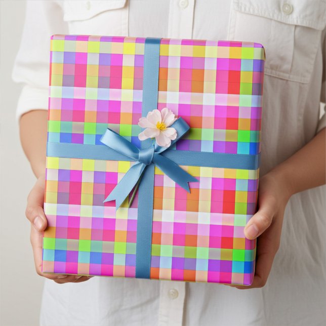 Roligt Vibrant Rainbow Färgad Fack Papper radbrytn Presentpapper (Skapare uppladdad)
