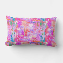 Roligt Vibrant Rosa/Teal/White Hearts Dekorativ ku Lumbarkudde