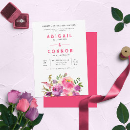 Roligt Vibrant Violet Fuchsia Blommigt Inbjudningar