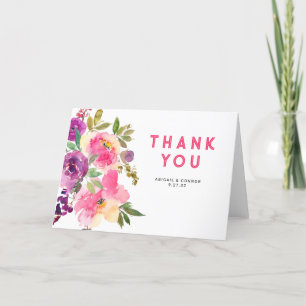 Roligt Vibrant Violet Fuchsia Blommigt Tack Kort