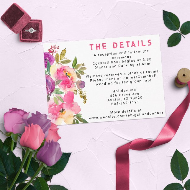 Roligt Vibrant Violet Fuchsia Blommigt Tilläggskort (Skapare uppladdad)