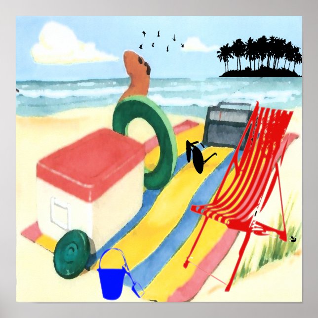 Roligt vid Beach-Poster Poster (Framsidan)