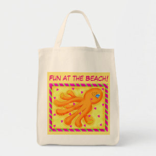 Roligt vid Beach Stollig Octopus Gult Orange Tygkasse