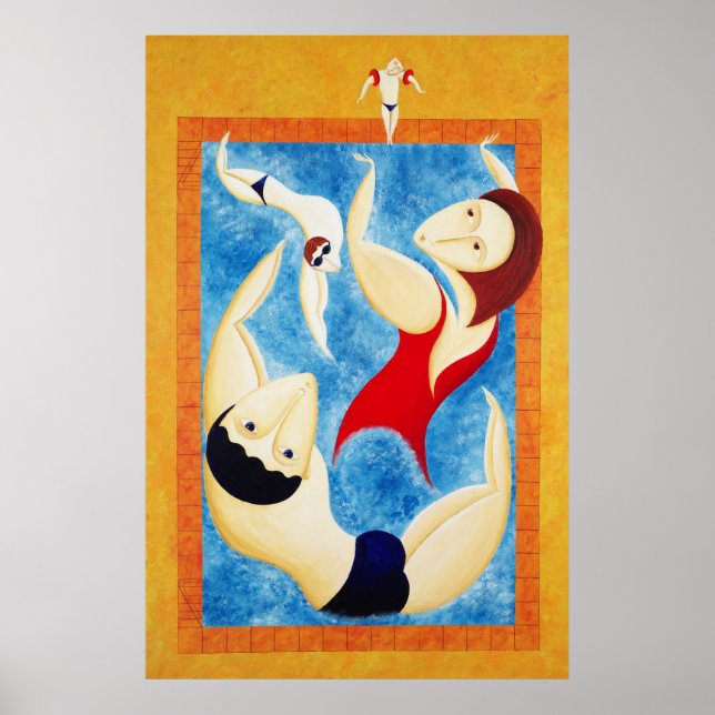 Roligt vid simmande bassäng poster (Framsidan)