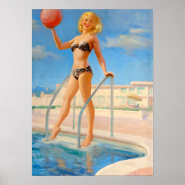 Roligt vid Swimming Bassäng Pin Up Poster
