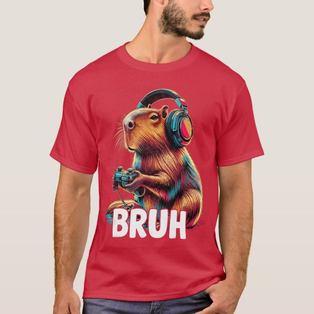 Roligt videospel med capybara t shirt (Framsida)