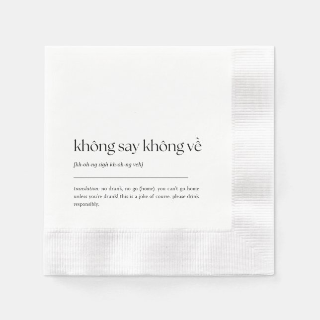 Roligt Vietnam Drinking Phrase Cocktail Napkin 01 Pappersservett (Framsidan)