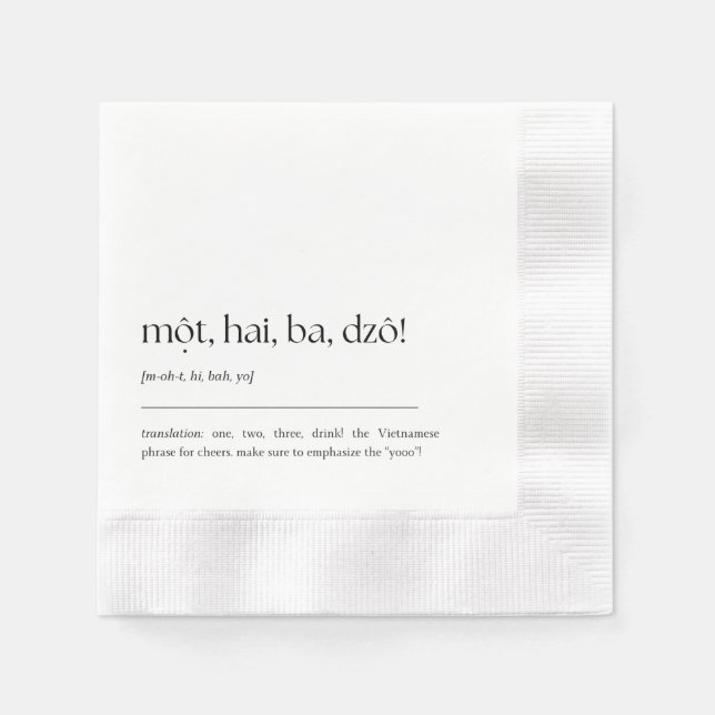 Roligt Vietnam Drinking Phrase Cocktail Napkin 02 Pappersservett (Framsidan)