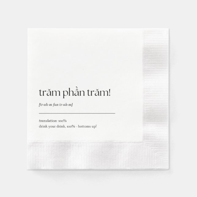 Roligt Vietnam Drinking Phrase Cocktail Napkin 03 Pappersservett (Framsidan)